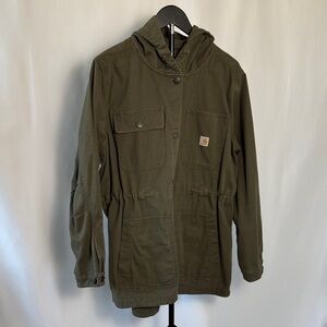 Carhartt Olive Green Hooded Utility Jacket